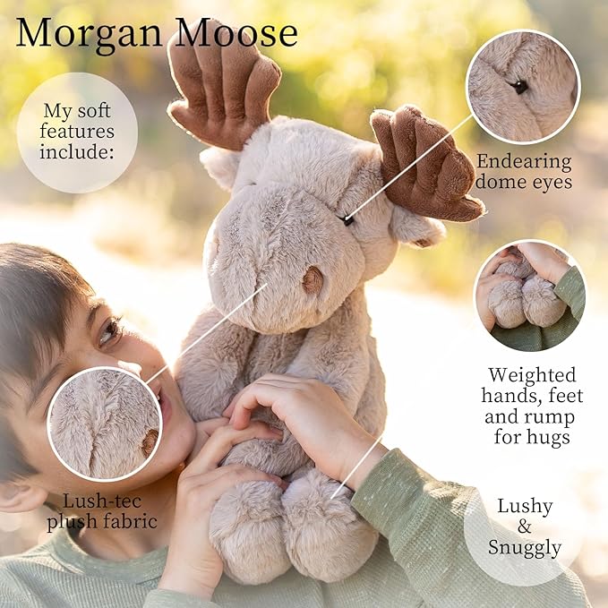 World's Softest Plush Morgan Moose, Lushee 16" Stuffed Animal for Baby, Toddler, Kids, Adults - Adorable Toy Made from Kid-Friendly, Quality Materials
