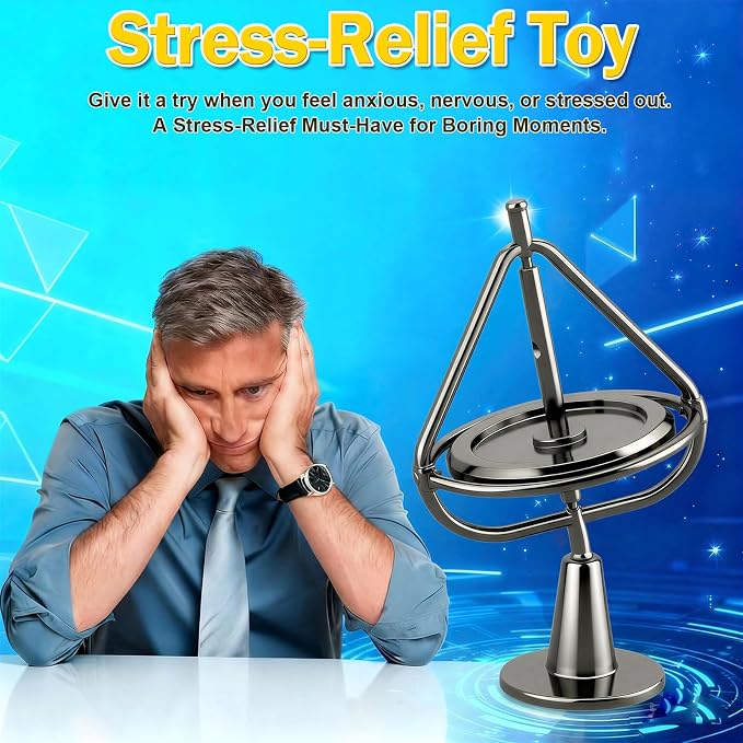 Gyroscope, Long-Lasting Spin,Anti-Gravity Spinner Toys,Physics Toys,Precision Gyroscope,Metal Anti-Gravity Spinning Top Balance Toy,Educational Gift, Premium Fidget Toy. (Black, Large Size)