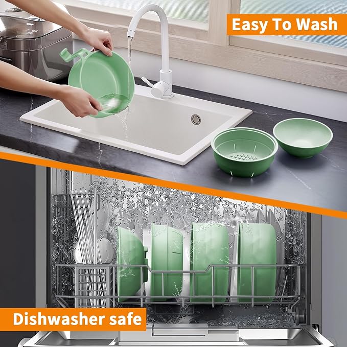 Ramen Cooker,32oz Ramen Bowl Set,Microwave Ramen Bowl, Microwave Bowl with Lid, Portable Noodle Bowls,for Home Office Dorm Room College gift (Green)