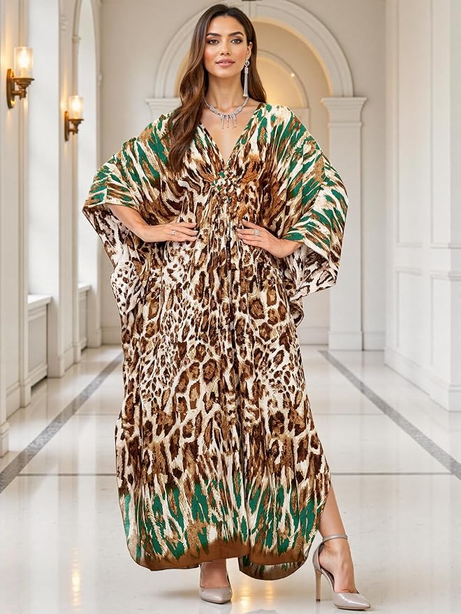 Mumu Dresses for Women Plus Size, Bohemian Kaftan Beach Cover Up Long Maxi Nightgown Soft Loungewear