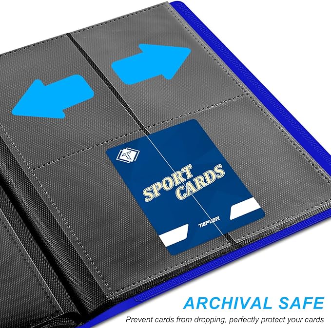 4 Pocket Card Binder for 160 Sleeves, Card Folder Ablum for Trading Cards Collection for Sports Cards, Baseball Cards, Game Cards, Mini TCG Binder Fit for MTG, Gift for Card Collector(Navy Blue)