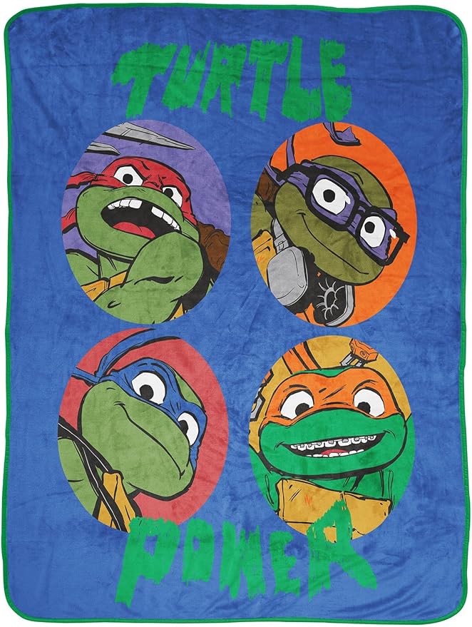 Jay Franco Plush Throw Blanket – 46" x 60" Inches Kids Hero Soft & Cozy Fleece Throw for Bedroom & Couch Décor, Official Licensed Product, Blue - Teenage Mutant Ninja Turtles