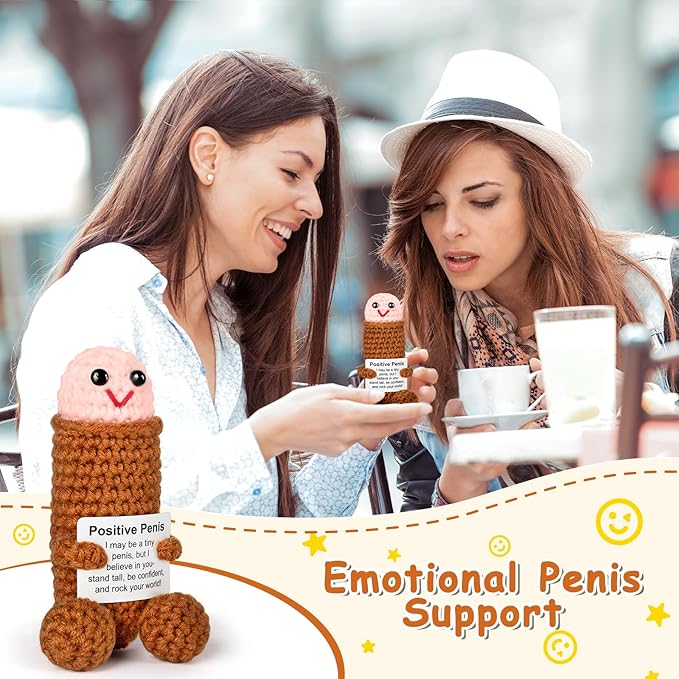 Emotional Support Crochet, Positive Crochet, Encouragement Gifts for Women Men Birthday Christmas Self Care Friends Coworkers Relaxation Gift Desk Home Fall Decor Inspirational Support
