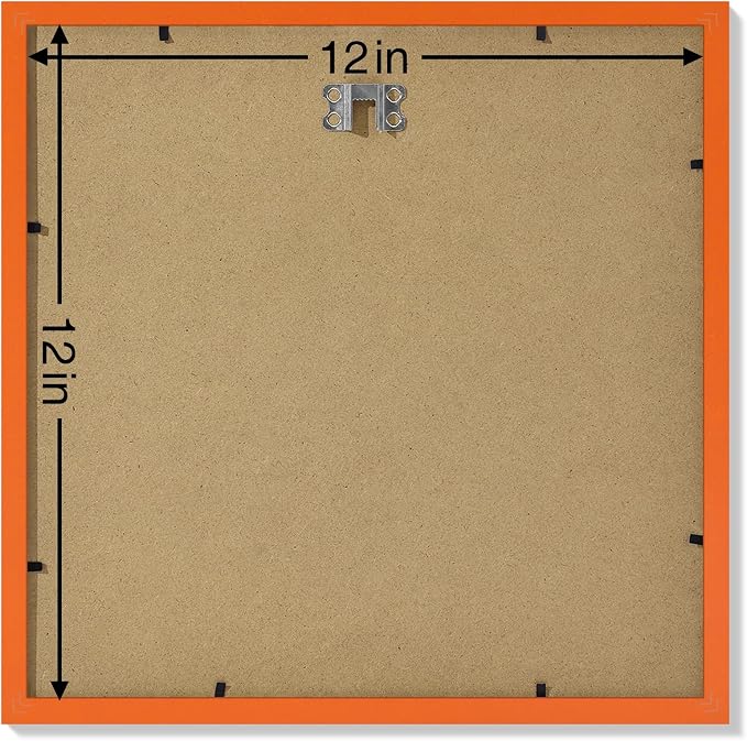 Vittanly 12x12 Picture Frames Set of 9 for Wall Mounting, Orange | Display Pictures 8x8 with Mat or 12x12 without Mat for Wall Mounting, Square Photo Frames for Home Decor, Engineered Wood