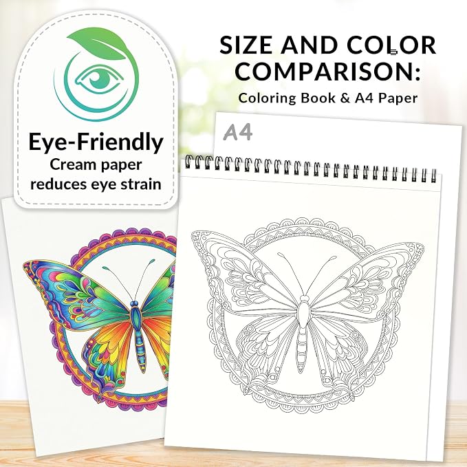 FUNLAVIE Mandala Coloring Book for Adults Relaxation and Teens Stress Relief, Spiral Coloring Book for Women, Spiral Bound Mindfulness Stress-Free Patterns for Adult, Large Print Coloring for Men
