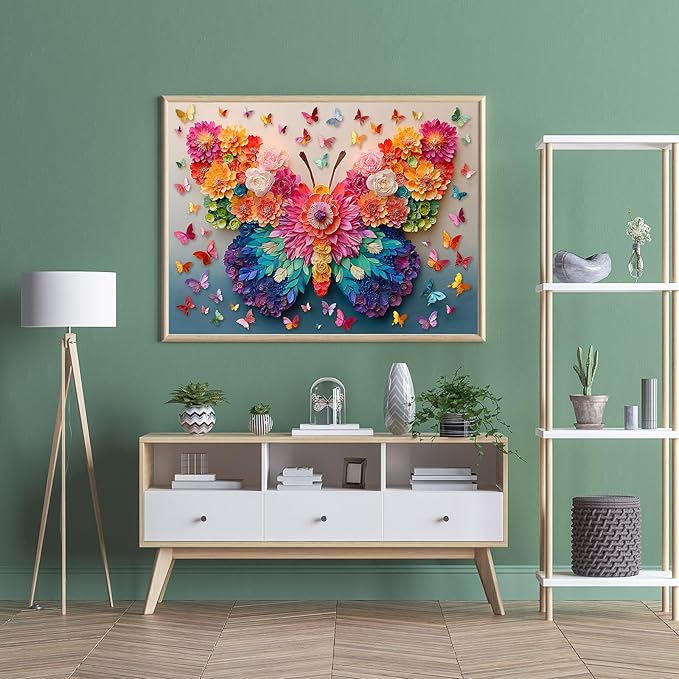 Puzzles for Adults 500 Pieces, Butterfly Jigsaw Puzzles 500 Pieces - Blossom Wings, Flower Art Impossible Puzzle, Finished Size 20.47 * 14.96”, with 1:1 Poster, Letter on The Back