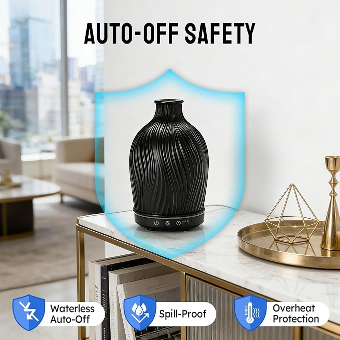 Essential Oil Diffuser 150ml,Resin Diffuser Ultrasonic Aromatherapy Humidifier with 1/2/4H Timer, 7 Color Lights, Auto Shut-Off, Whisper-Quiet for Home Bedroom Office