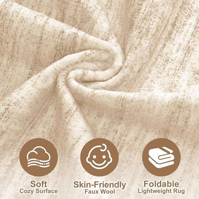 Nakagishi Boho 5x7 Area Rug Living Room Rugs Machine Washable Beige | Soft, Pet & Kid Friendly, Carpet for Living Room/Bedroom/Office/Kitchen/Nursery, Daily Home Decor Stain Resistant Moroccan