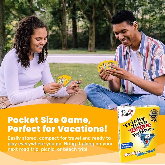 Really?! Tricky Tetra Tongue Twisters - Go Fish with A Twist, Hilarious Family Party Speech & Memory Card Game, Ages 8+