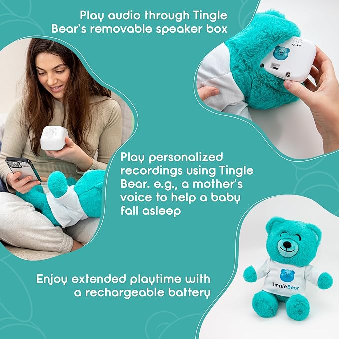 The Original ASMR Teddy Bear - Super Soft Stuffed Toy & Relaxation Aid for Kids & Adults - Teddy Bear with Bluetooth Speaker to Play Any Sound or Music