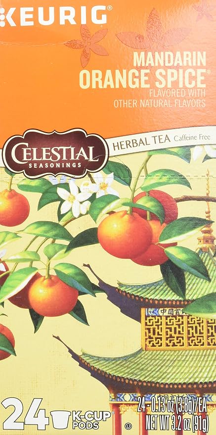 Celestial Seasonings Mandarin Orange Spice Herbal Tea, K-Cup Portion Pack for Keurig K-Cup Brewers, 24-Count