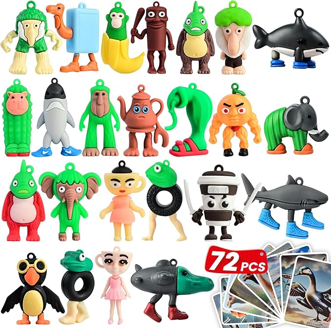 24 Pcs Italian Brainrot Blind Box Toy Set - Includes Trading Cards & Keychains，Tralalero Tralala Action Figure，Tung Tung Tung Sahur Doll