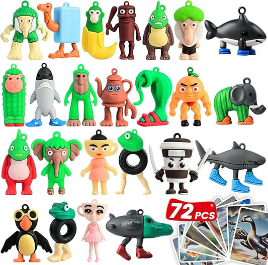 24 Pcs Italian Brainrot Blind Box Toy Set - Includes Trading Cards & Keychains，Tralalero Tralala Action Figure，Tung Tung Tung Sahur Doll