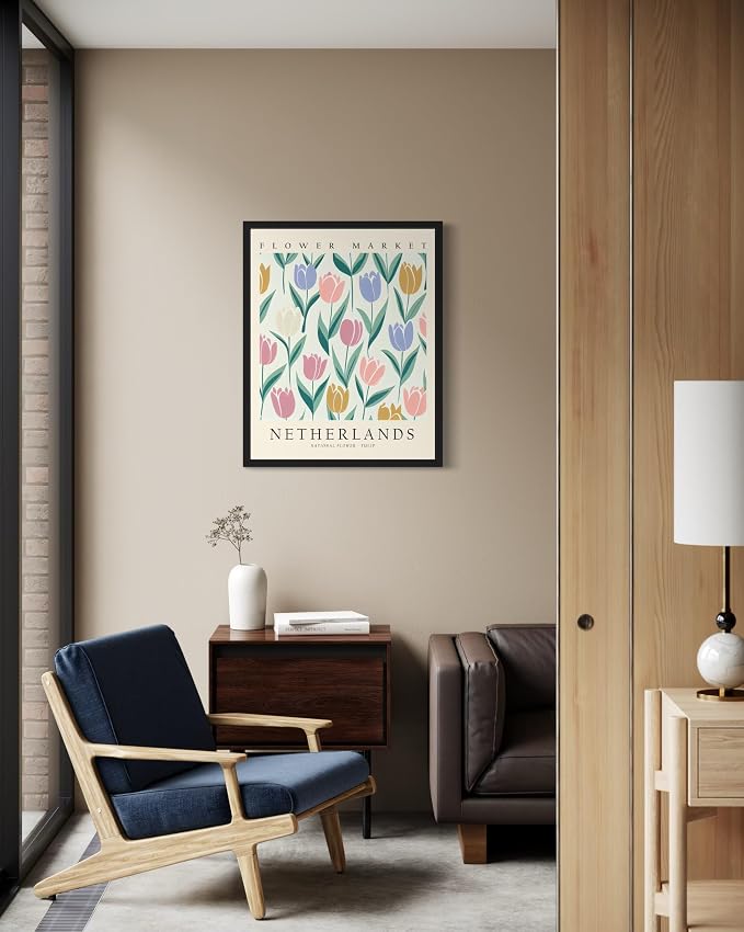 Netherlands, Tulip Art Print Poster, Flower Market Wall Art, Floral Artwork Decor for Bedroom, Kitchen, Bathroom, Livingroom Decoration 52 (Netherlands, Tulip, 36"L x 24"W, Unframed)