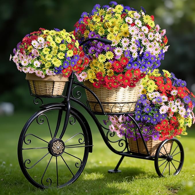 Alupssuc 20 Bundles Artificial Daisies Flowers Fake Silk Plant for Indoor Outdoor Decor, UV Resistant No Fade Faux Spring Flowers for Garden, Porch & Patio Decoration,Mixed 5 Colors