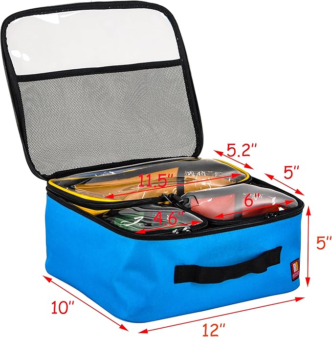4-piece Kids Toy Storage Organizer Set Bag for Lego Building Bricks with See Through Clear TPU Top, Small Toy Packing Cube Bags, Clean Up Container case(blank pattern)