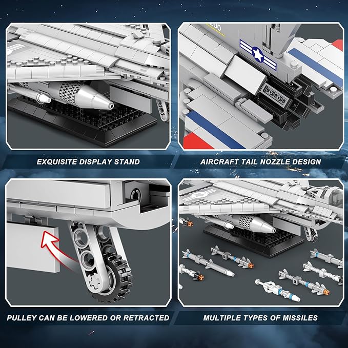 F-16 Fighter Jet Building Sets,Military Fighter Display Model,Air Force Building Block Set 33027,Fighting Falcon Airplane Army Construction Set,Toys Gifts for Military Fans and Kid 14+,1377PCS