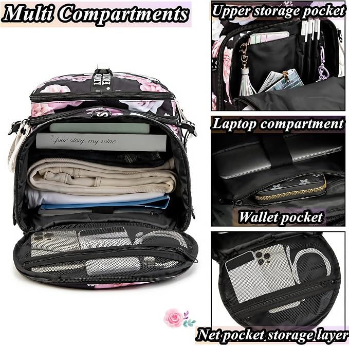 Gym Duffle Bag Backpack with Shoe Compartment,4 ways Travel Backpack for Women and Men,Multi-Functional Weekender bag with Waterproof Layer&Laptop Compartment for Fitness, Travel,Camping
