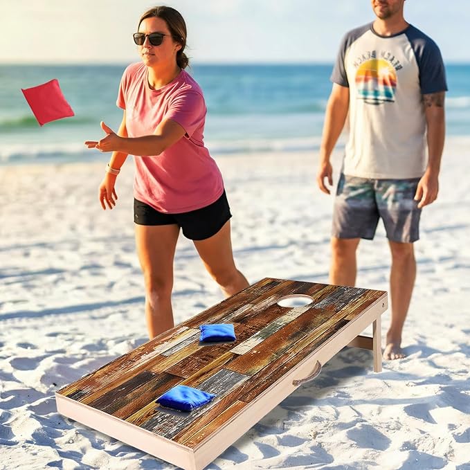 Sportdo 4x2 ft Solid Wood Cornhole Set with 8 Bean Bags, Regulation Size Cornhole Board Set for Adults, Cornhole Game Set for Tailgate Backyard Toss Games Indoor&Outdoor Activities