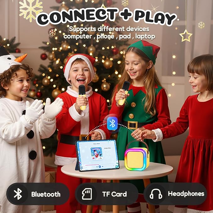 Karaoke Machine for Kids, 2026 TOP Toys Birthday Gifts Ideas for Girls Ages 4, 5, 6, 7, 8, 9, 10, 12+ Years Old, Portable Mini MP3 Player with 2 Wireless Mics for Party
