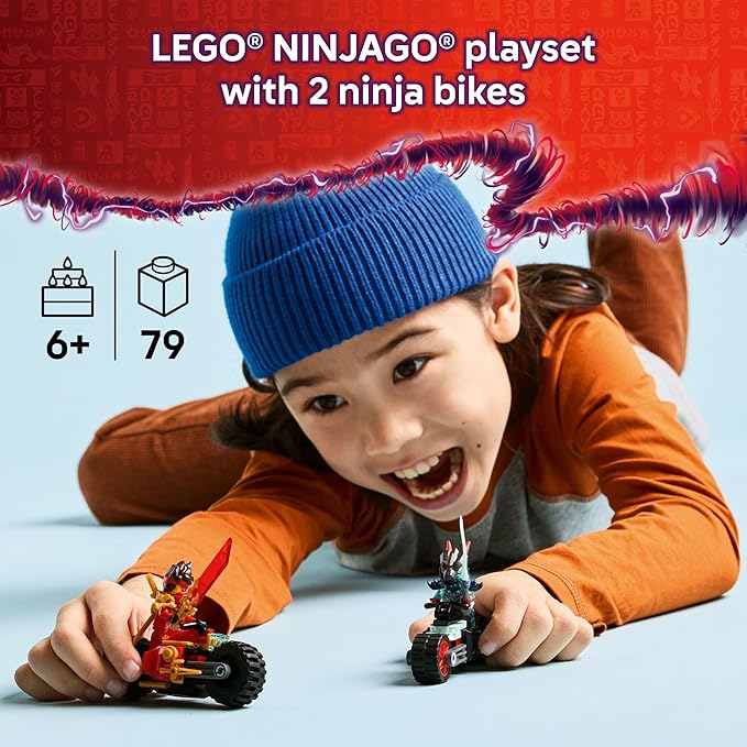 LEGO NINJAGO Kai's Motorcycle Speed Race Building Toy for Kids - Pretend Play Motorcycle Toy with 2 Minifigures - Building Blocks for Boys & Girls, Ages 6+ - Gift Idea for Birthdays - 71838
