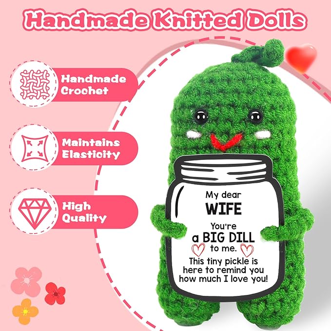 MAMAGIFTREE Gift for Her Wife Christmas Gifts Birthday from Husband- To My Wife Wedding Anniversary Valentines Gifts for Women, Romantic Wife Gifts Wife Birthday Gift Ideas Handmade Crochet Pickle