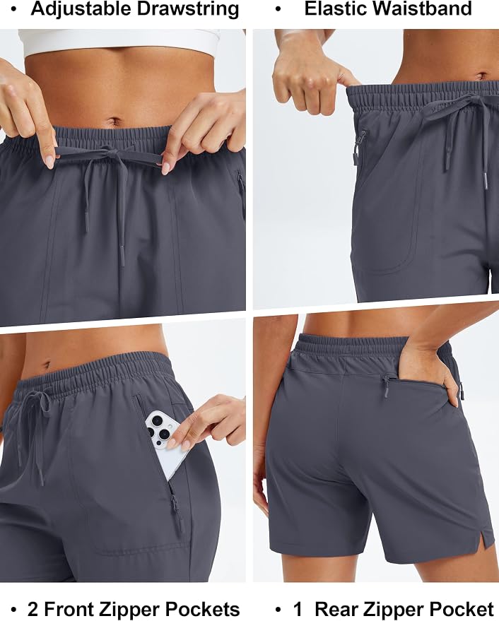 MAGCOMSEN Women's 5" Hiking Shorts UPF 50+ Quick Dry Lightweight Athletic Running Golf Summer Casual Shorts with Pockets