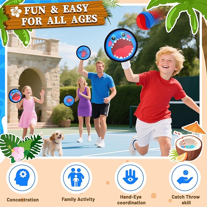 Toss and Catch Ball Game Set, Outdoor Toys for Kids - 13-Pieces with 4 Paddle,8 Balls and1 Storage Bag, Premium Toys for Beach Pool Yard Indoor & Outside - Fun Gift Idea for Boys and Girls