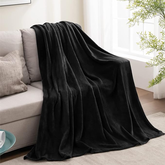 BEDELITE Fleece Blanket Soft Plush Throw for Couch Black 50"x70" | Ultra Soft Fleece, Plush Microfiber, Lightweight Warmth, All Season Comfort, Fade Resistant, Machine Washable, Couch Sofa Bed