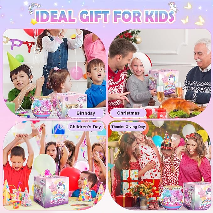 CS COSDDI Unicorns Gifts for Girls - Unicorn Terrarium Crafts Kit for Kids, Craft Kits for Kids Age 6-12 Unicorn Toys Girls Birthday Presents, Make Your Own Night Light