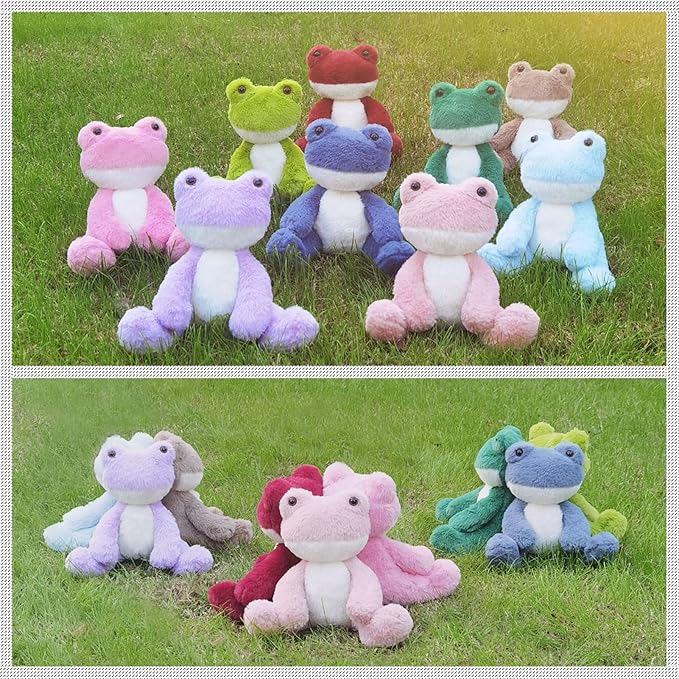 Frog Stuffed Animal, Pink Frog Plush Toy, Soft Cuddly Plushie Hugger Toy for Boys Girls, Gifts for Kids or Girlfriend, 8.5 Inches
