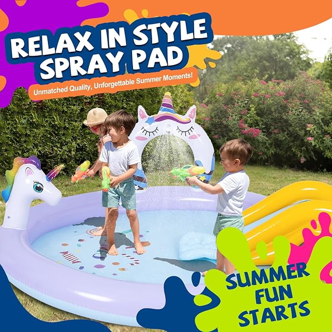 DIMAR GARDEN Inflatable Kids Swimming Pool Water Slide Spray Pool Play Center