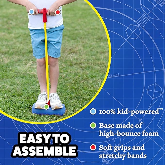 Dueling Stomp Hopper Pogo Stick - Jump, Bounce & Squeak Foam POGO Jumper for Kids - Toddler Pogo Stick with Soft Grips & Stretchy Bands - STEM Indoor & Outdoor Toys for 3-5 Year Olds