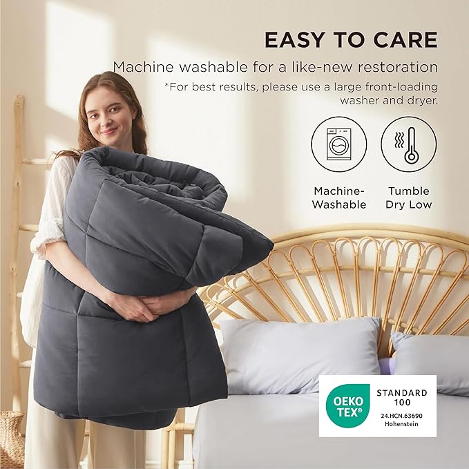 Bedsure Comforter Duvet Insert - Quilted Comforters Cal King Size, All Season Duvet, GentleSoft Down Alternative Bedding, with 8 Tabs, Gifts for Women/Men, Grey, California King 96 X 102 Inches