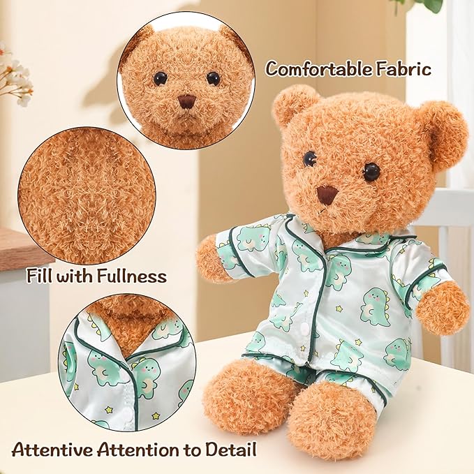 Build A Bear Clothes Bears Stuffed Animal with 5 Pcs Bear Clothes Tee Hoodie Cute Tiny DIY Toy Make Your Own Bear Plush Doll