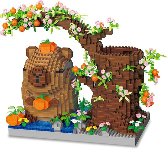 Capy-bara Pen Holder Building Blocks Set, Cute Pumpkin,Animals,Flowers,Tree Building Bonsai Kit Gifts Toy for Kids Age 8 9 10 11 12, Office Home Decoration, Gift for Boys Girls Adult(1890PCS)