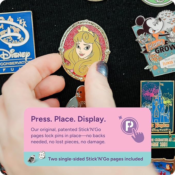 PinFolio® Mini Show Pin Display Storage Book – Compact Pin Book for Disney Pins & Enamel Pins | Holds 48 1" Pins