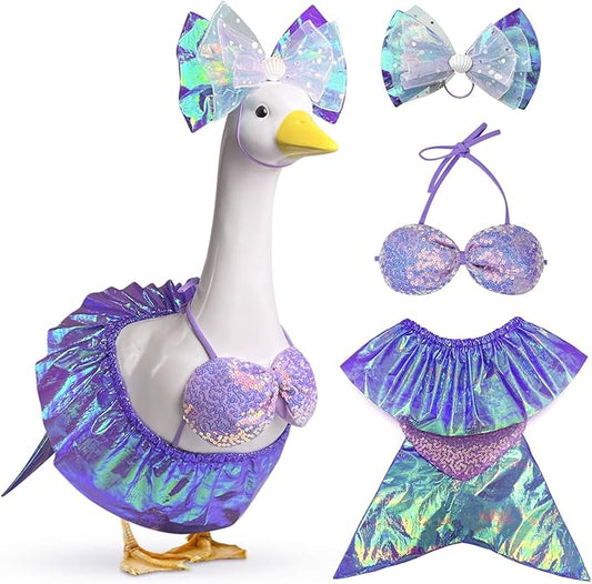 Mermaid Goose Outfit, 23-inch Halloween Porch Goose Outfit. Cute Goose Clothes for Cement Goose Statue Decor