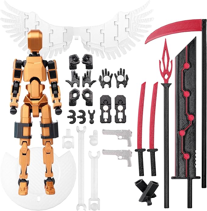 (Assembly Completed Dummy 20 Action Figure, 8.1 inches， Strong Magnetic Accessories， 8 Types of Weapons 3D Printed Robot Multi-Jointed Movable, Spider Ninja Series (Bright Copper)