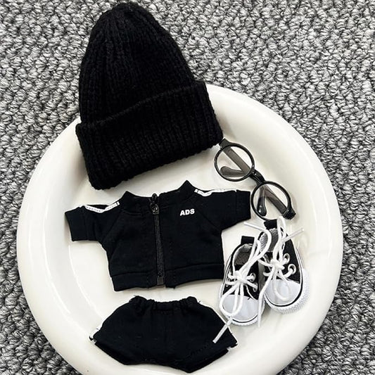 for Labubu Clothes/for Labubu Outfits,Clothes Set for 17cm Lububu Doll,3 Piece Set Hat Clothing for LA BUBU, Boys and Girls Stylish Adorable Dolls Clothes Accessories (No Doll) (011)