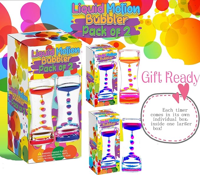 YUE MOTION Liquid Motion Bubbler Visual Sensory Toys, Liquid Timer– New Big Calming Sensory Bubbler Toy- Colorful Liquid Hourhlass for Stocking Stuffers, Novelty Gifts