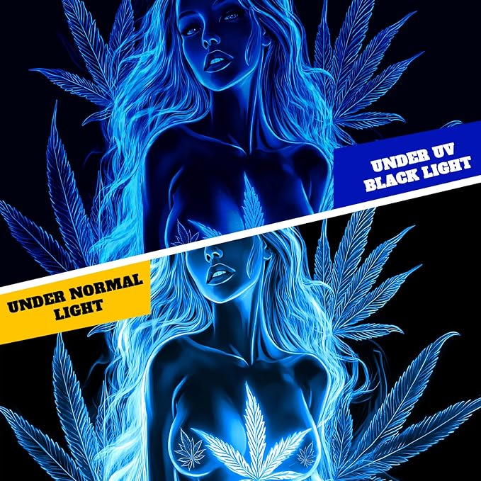 Bcsewcg Blacklight Art, Blue Tapestry Wall Hanging - UV Glow in the Dark Hot Girl Poster for Adults, Bedroom, Dorm Decor
