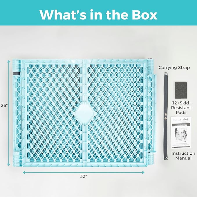 Toddleroo by North States - Superyard Baby Play Yard: Freestanding 6 Panel Baby Playpen - Indoor or Outdoor Use - Made in USA - Encloses Up to 18.5 Square Feet - 26 Inches Tall - Aqua