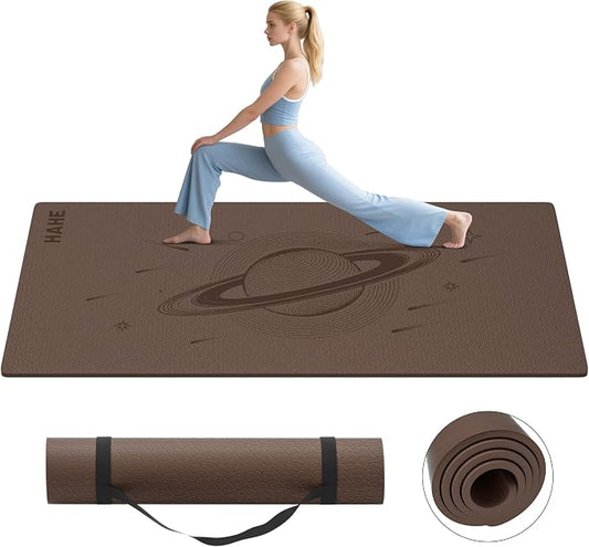 Extra Wide Yoga Mat, 72"x40"x0.4"Thick, Large Exercise Mat, Oversized Non Slip Workout Mat with Strap for Yoga, Pilates, Fitness, Home Gym Studio