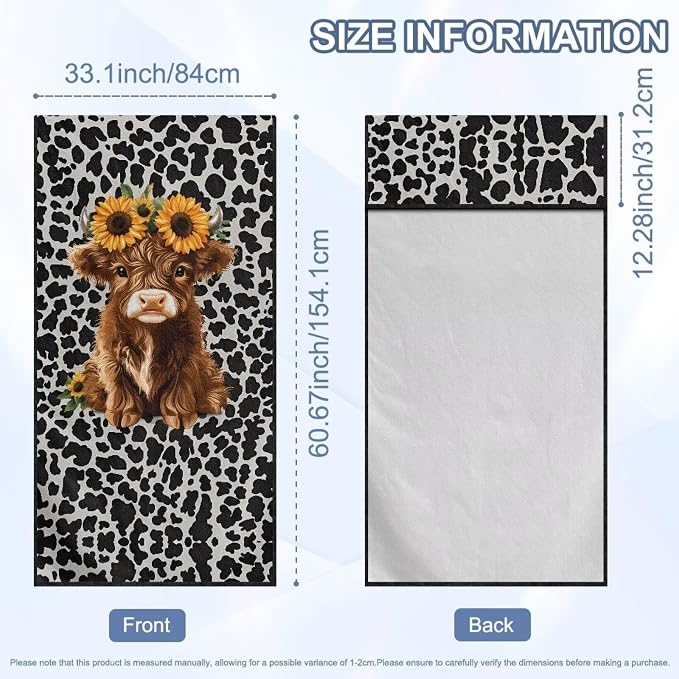 INSTANTARTS Cow Striped Highland Cow Car Seat Towel Covers Yoga Towel Car Seat Cover Car Towel