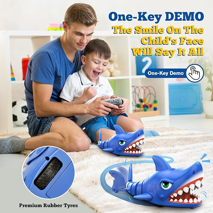 Remote Control Shark Toy for Kids 3+ - Rechargeable RC Shark Robot with Realistic Biting Action, Interactive Gifts for Boys Ages 3-12, Stocking Stuffers, Birthday Gifts