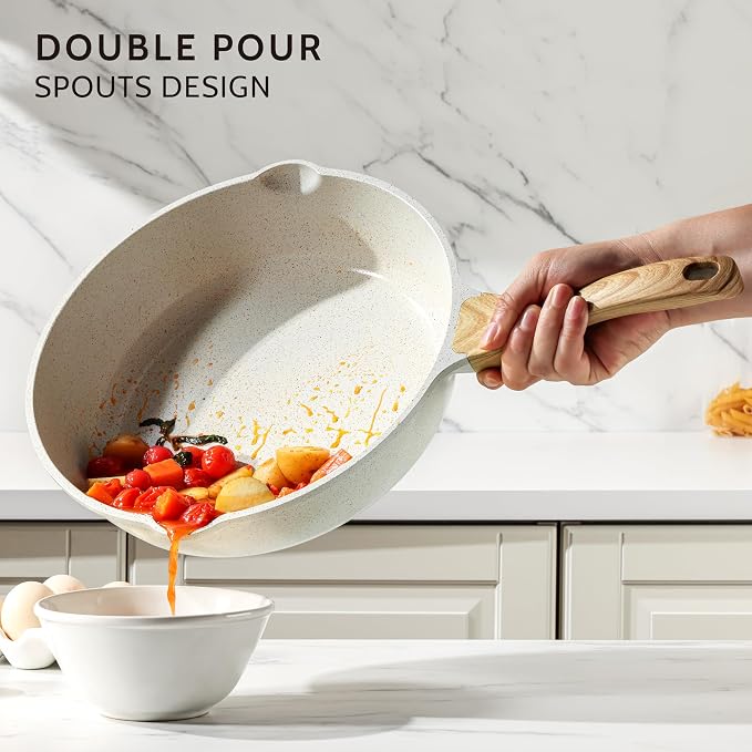 SENSARTE Nonstick Ceramic Saute Pan 12-Inch, 5QT Non-toxic Deep Frying Pan Skillet with Lid, Healthy No Teflon Cookware, Stay Cool Handle, Induction Compatible, PFAS Free