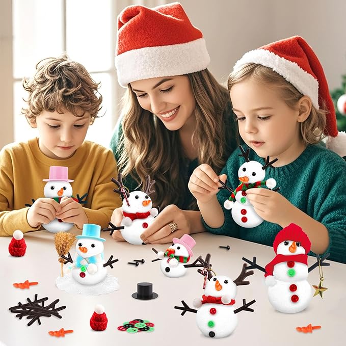 Shemira DIY Snowman Kit - Christmas Crafts for Kids, Modeling Air Dry Clay, DIY Christmas Ornaments, Party Favors & Stocking Stuffers