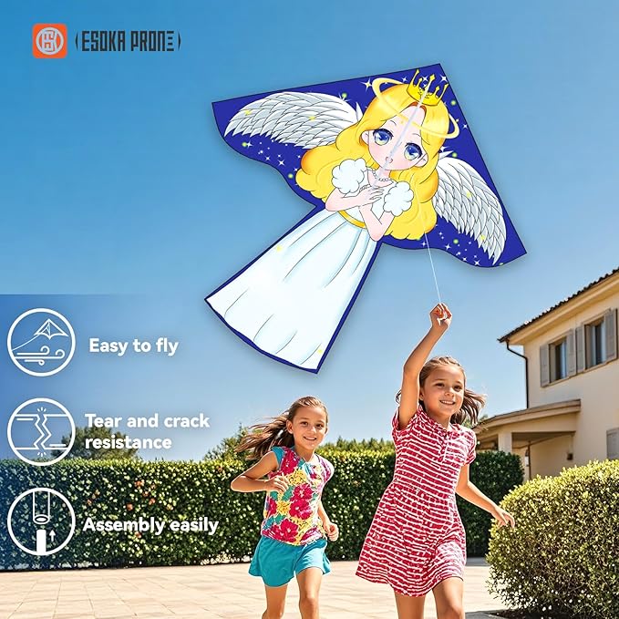 Kites for Kids & Adults,Large Kite for Beginners, Kites for Kids Ages 4-8,Outdoors Activities with Complete Handle, 328ft Kite String & Accessories (Angel+Grassland+Octopus, 3)