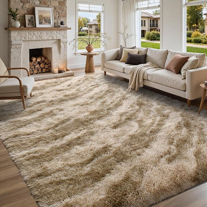 5x7 Feet Area Rugs for Living Room, Zebra Khaki Plush Fluffy Shaggy Bedroom Rugs Non-Slip, Ultra Soft Carpet for Nursery Kids PlayRoom Dorm Office Indoor